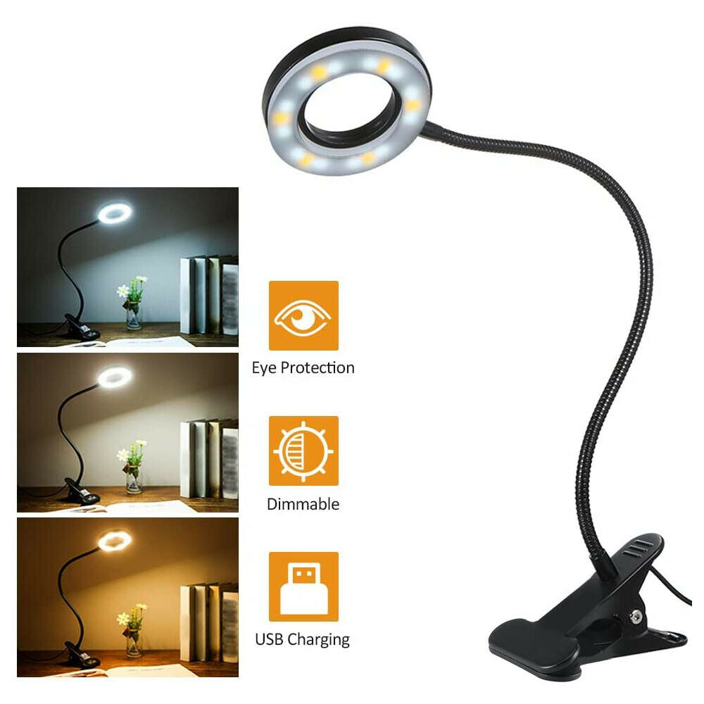 Clip On Desk Lamp LED Flexible Arm USB Dimmable Study Reading Table Night Light - myETYN