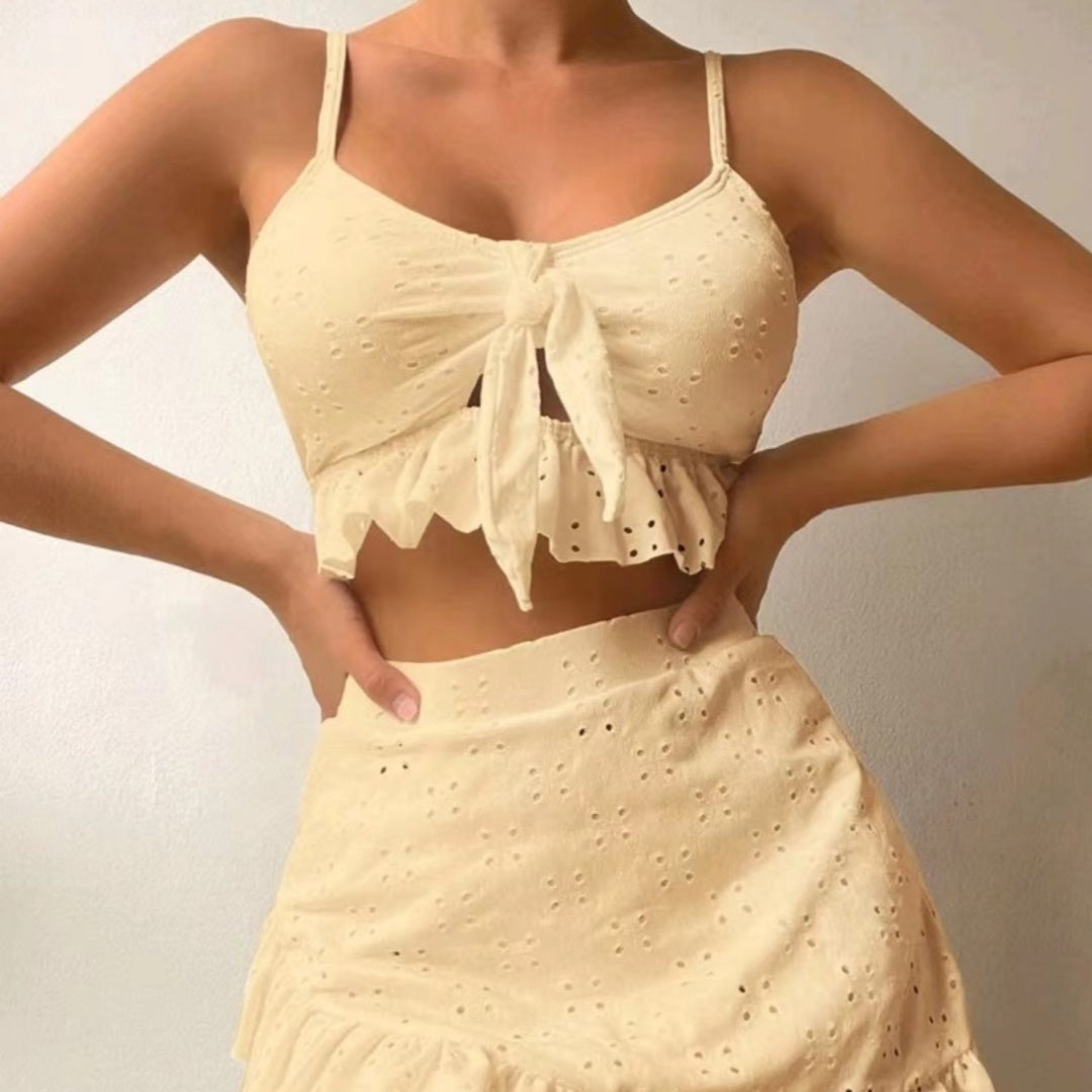 Women's Split Hip Skirt Swimsuit Three-piece Bikini