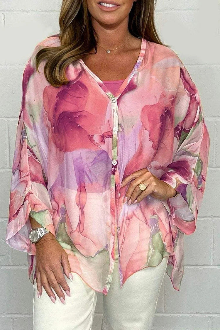 Floral Blooming Printed Chiffon Shirt