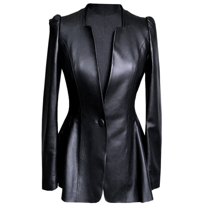 Women’s Slim-Fit Black Short Leather Jacket