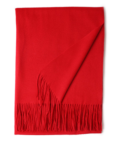 Women’s Solid Color Wool Tassel Scarf – Thick, Warm, Elegant Accessory