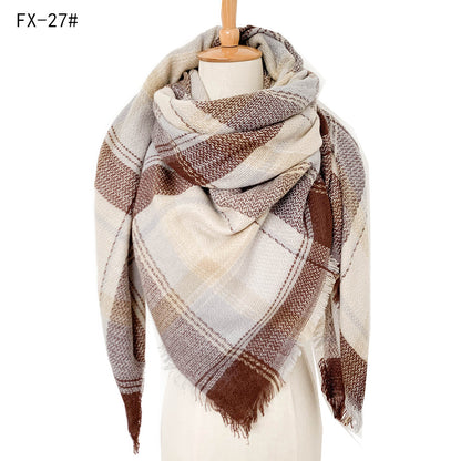 Double-Sided Colorful Plaid Scarf with Cashmere-like Feel - myETYN