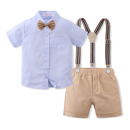 Summer Short Sleeved Children's Suspender Suit