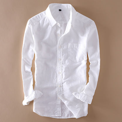 Simple White Linen Shirt For Men