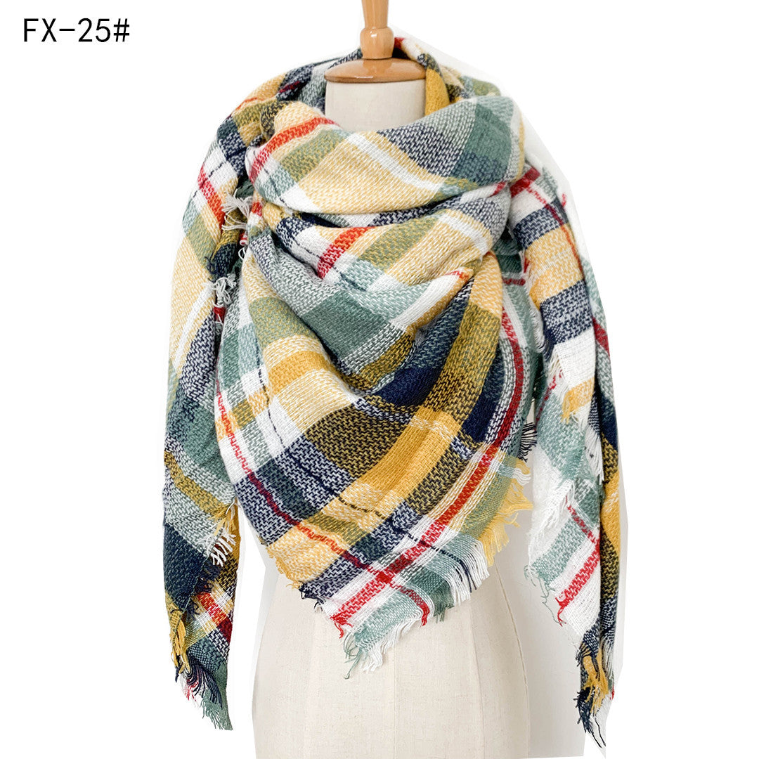 Double-Sided Colorful Plaid Scarf with Cashmere-like Feel - myETYN