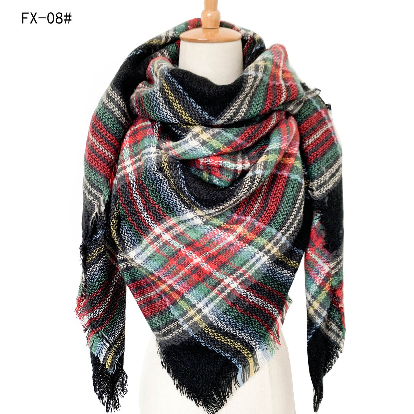 Double-Sided Colorful Plaid Scarf with Cashmere-like Feel - myETYN