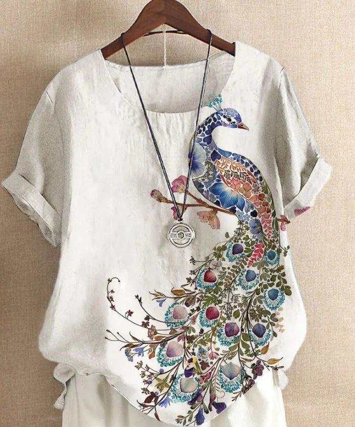 New Short-sleeved T-shirt Flower And Plant Painting 3D Digital Printing Top