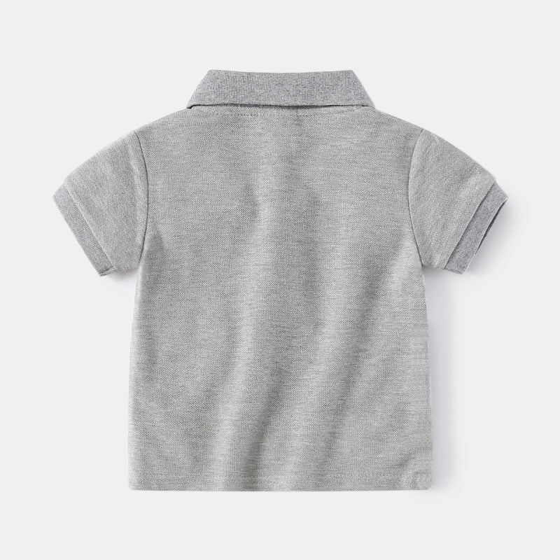 Boys' Fashion Simple Lapel Short-sleeved Top