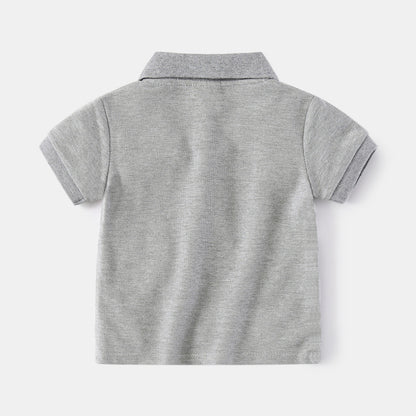 Boys' Fashion Simple Lapel Short-sleeved Top