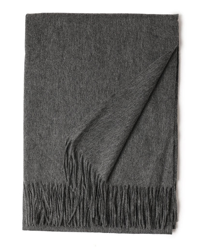 Women’s Solid Color Wool Tassel Scarf – Thick, Warm, Elegant Accessory