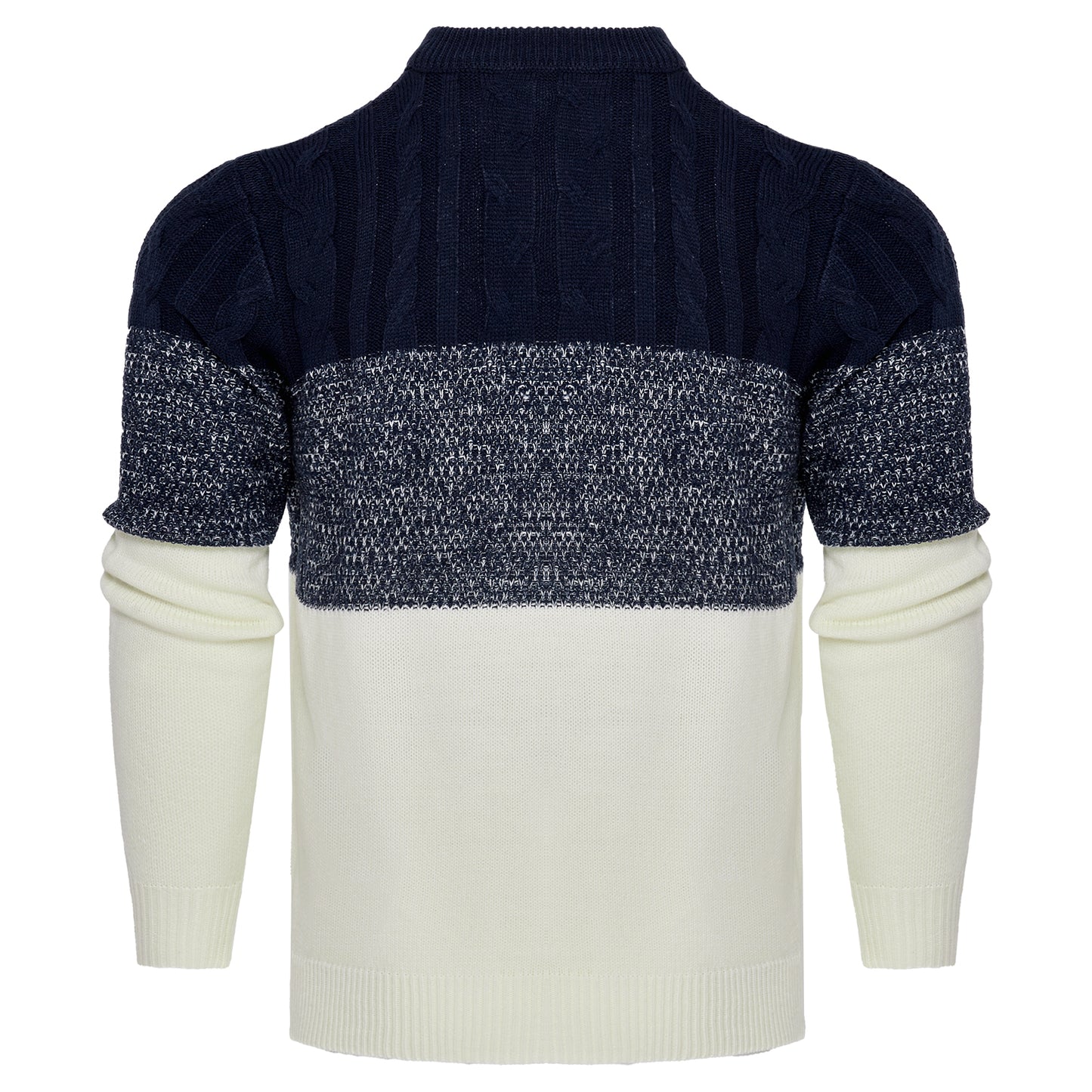 Men's Casual Color Block Long Sleeve Cable Knit Pullover Sweater - myETYN