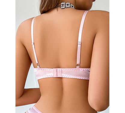 Steel Ring Push-Up Embroidered Bra – Thin Padded Cup