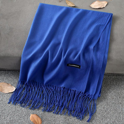 Fashion Simple Solid Color Tassel Scarf Shawl - myETYN