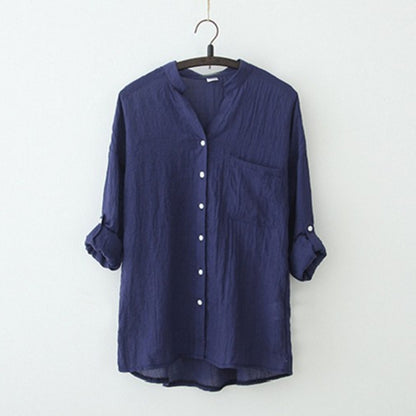 New Women's Cotton and Linen Shirts Women's Long-Sleeved Loose And Thin Sun Protection Clothing