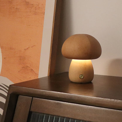 INS Wooden Cute Mushroom LED Night Light With Touch Switch Bedside Table Lamp For Bedroom Childrens Room Sleeping Night Lamps Home Decor - myETYN