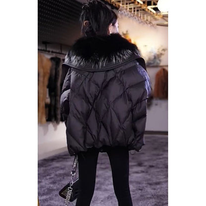 Black Fur Collar Cotton-padded Coat Warm-keeping Jacket