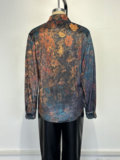 Women’s Retro Boho Floral Button-Down Blouse – Vintage Charm, Effortless Style