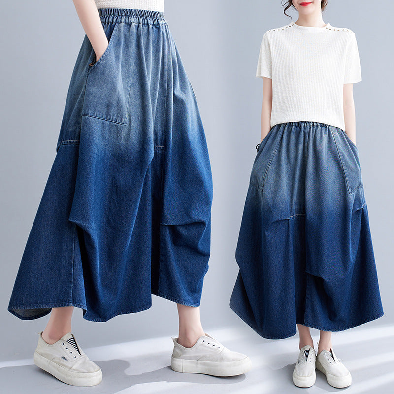 Gradient Color Denim Skirt For Women - myETYN