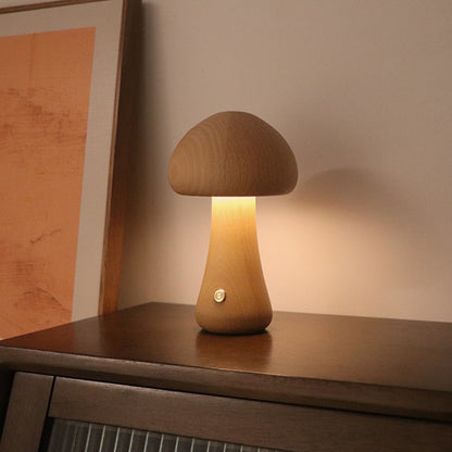 INS Wooden Cute Mushroom LED Night Light With Touch Switch Bedside Table Lamp For Bedroom Childrens Room Sleeping Night Lamps Home Decor - myETYN