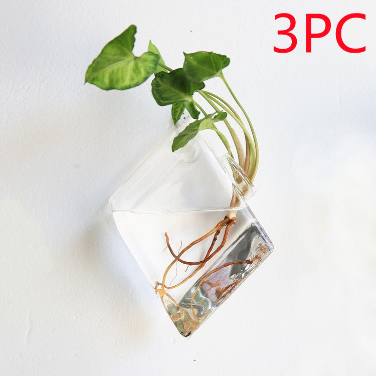 Fashion Wall Hanging Glass Flower Vase Terrarium Wall Fish Tank Aquarium Container Flower Planter Pots Home Garden Decoration