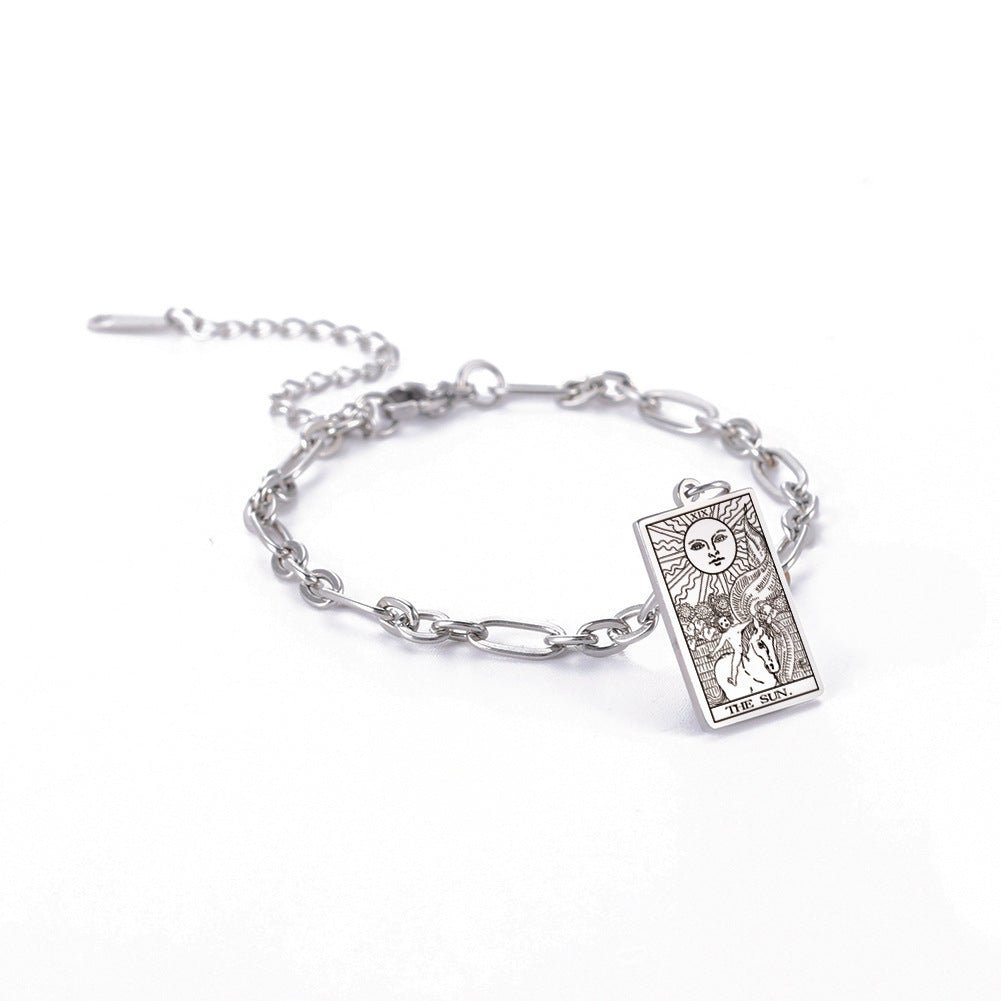 12 Tarot Card Series Fashion Trend Long Oval Link Chain Bracelet - myetyn