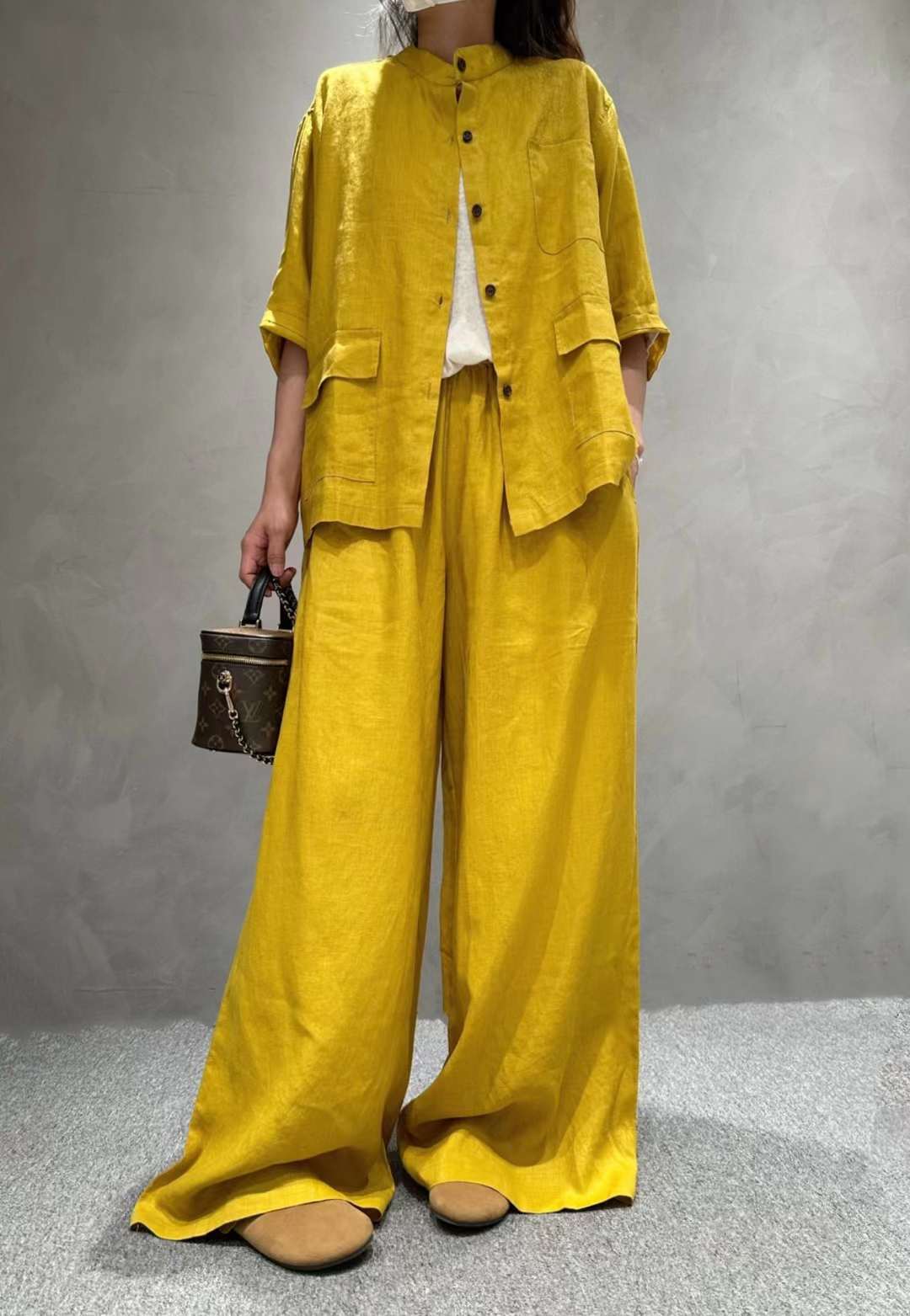 Women's Linen Co-Ord Set | Half Sleeve Shirt & Wide-Leg Pants