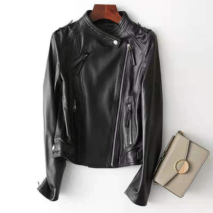 Sheepskin Small Motorcycle Jacket – Women’s Urban Style Leather Outerwear