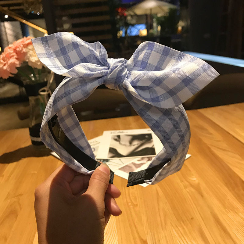 Plaid Knot In The Middle Bow Fabric Headband