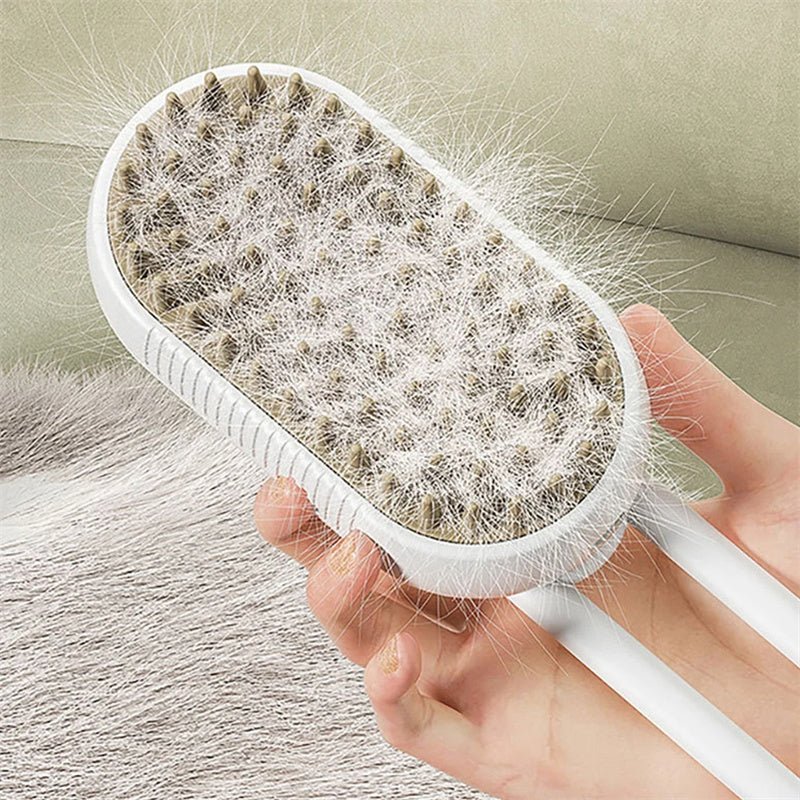 3 - in - 1 Electric Steam Brush for Pets - Grooming, Massage, Hair Removal - myetyn