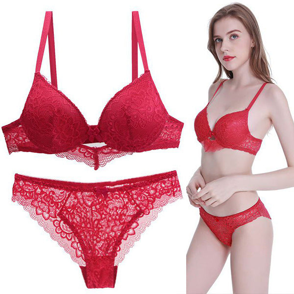Women’s Bra Set – Embroidered Lace 3/4 Cup with Underwire Support