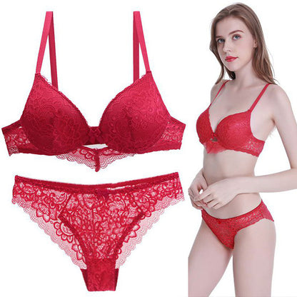 Women’s Bra Set – Embroidered Lace 3/4 Cup with Underwire Support