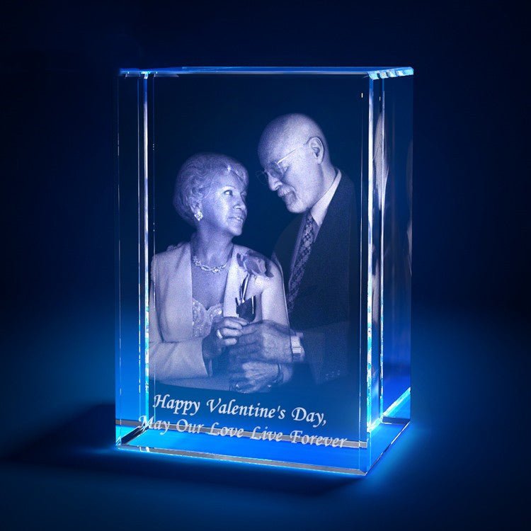 3D Laser Square Crystal Photo Frame With Love Custom Glass Cube - myetyn