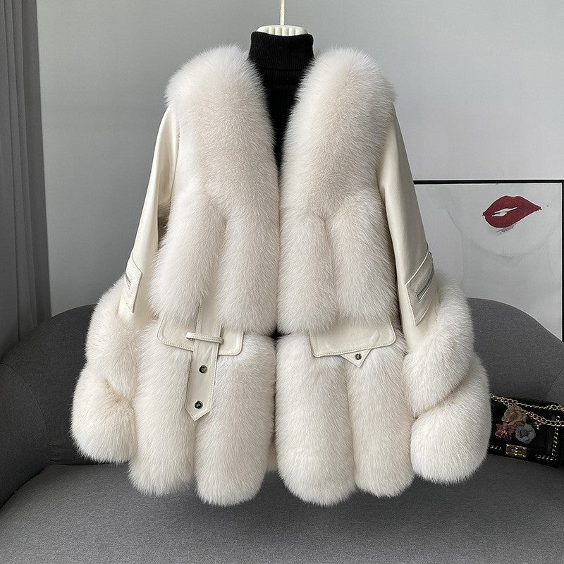 Women’s Medium-Long Fur One-Piece Coat