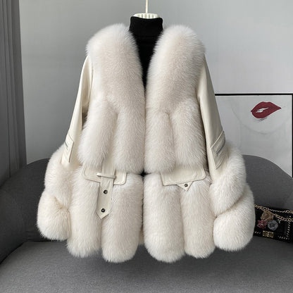Women’s Medium-Long Fur One-Piece Coat