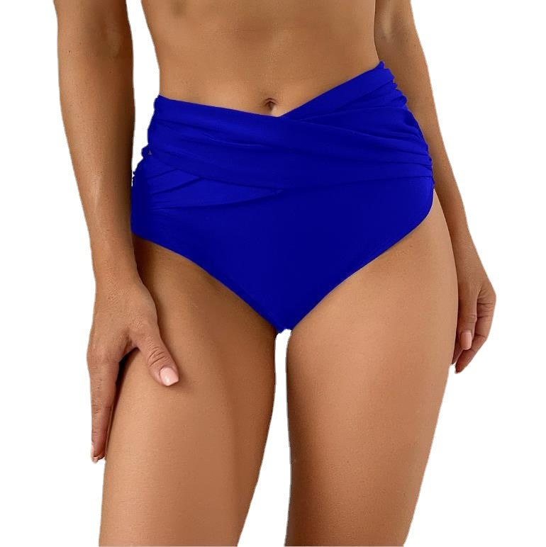 Women's Fashion Pure Color Thickened Conservative High Waist Durable Swimming Trunks - myETYN