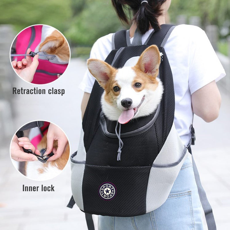 Pet Dog Carrier Carrier For Dogs Backpack Out Double Shoulder Portable Travel Outdoor Carrier Bag Mesh - myETYN