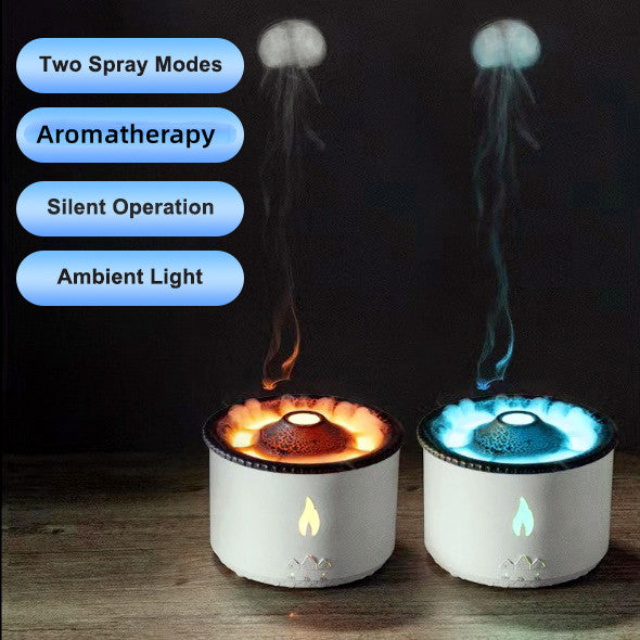 New Creative Ultrasonic Essential Oil Humidifier Volcano Aromatherapy Machine Spray Jellyfish Air Flame Humidifier Diffuser - myETYN