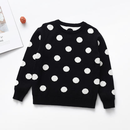 Heart Round Neck Long Sleeve Children's Sweater