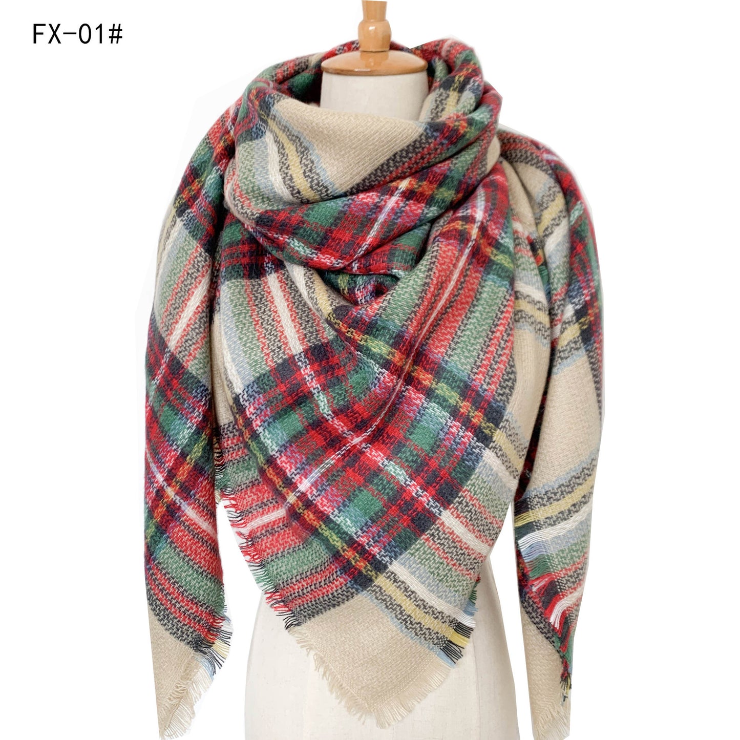 Double-Sided Colorful Plaid Scarf with Cashmere-like Feel - myETYN