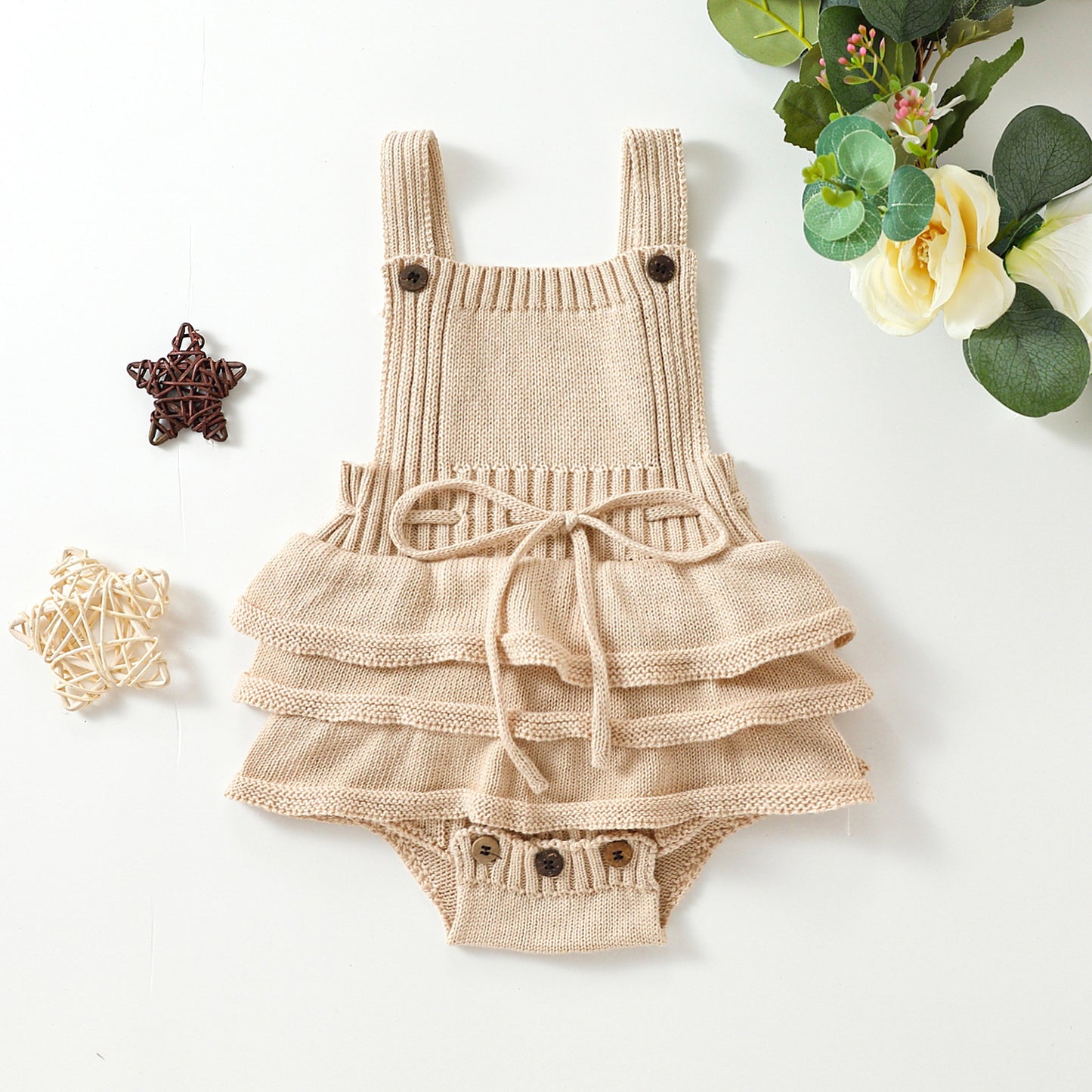 Sleeveless Knitted Wool Jumpsuit Baby Bodysuit Triangle Rompers