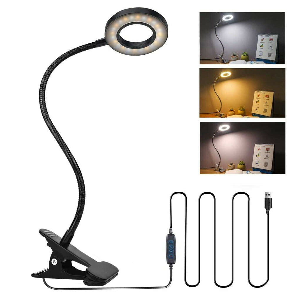 Clip On Desk Lamp LED Flexible Arm USB Dimmable Study Reading Table Night Light - myETYN