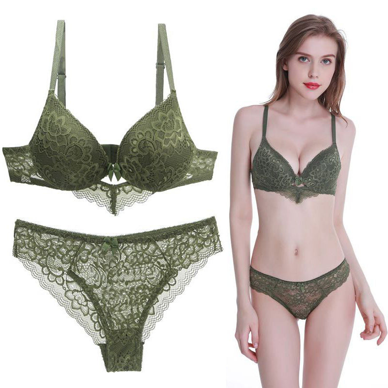 Women’s Bra Set – Embroidered Lace 3/4 Cup with Underwire Support