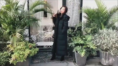 Winter Long Coat – Warm Hooded Thickened Parka Jacket for Women