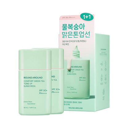 ROUND AROUND Comfort Green Tea Tone Up Sunscreen SFP50+ PA++++ 50ml+50ml (Double SET)