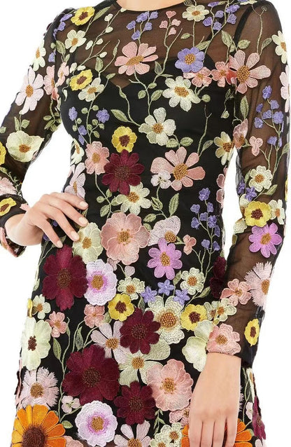 Women Three Dimensional Floral Sheath Sexy Dress for Spring Summer