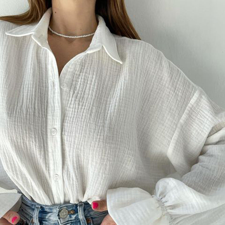 Autumn Flared Sleeves Long Sleeves Shirt Full Casual Niche White Shirt for Women - myETYN