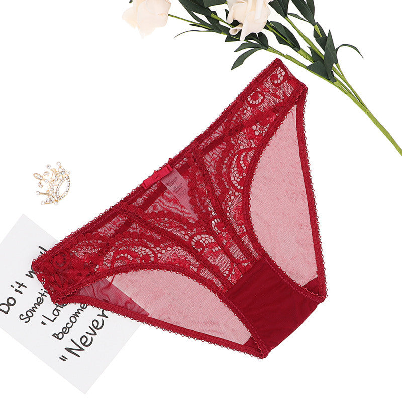 Year of Birth Red Underwear Lace Sexy Underwear Women Ultra Thin Transparent Temptation Briefs Cotton Crotch - myETYN