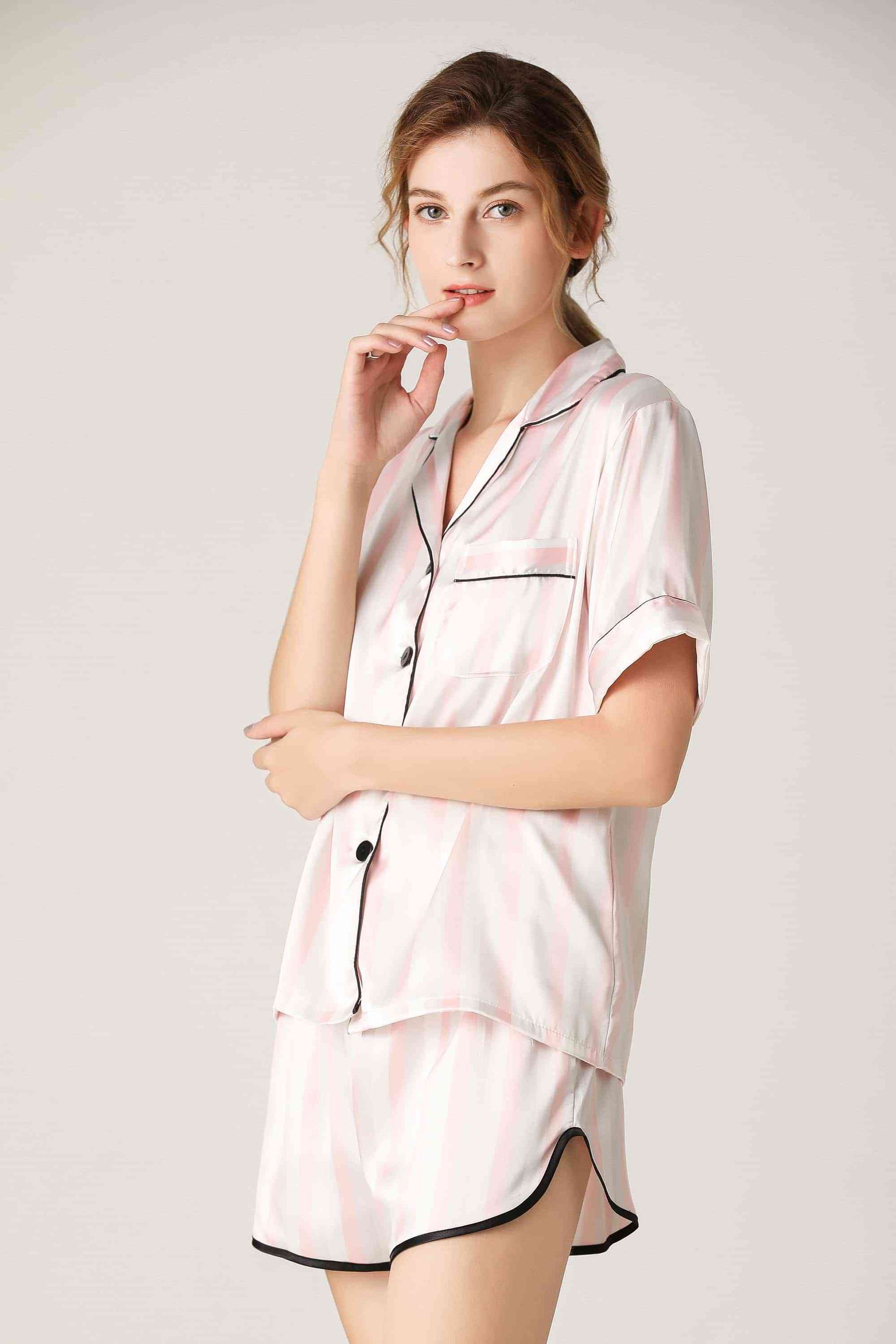 Lapel Collar Shirt and Shorts Lounge Set - myETYN